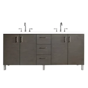 Metropolitan 72″ Double Vanity, Silver Oak w/ 3 CM White Zeus Quartz Top