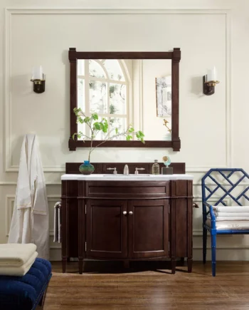 Brittany 46" Single Vanity, Burnished Mahogany w/ 3 CM Arctic Fall Top - Image 2