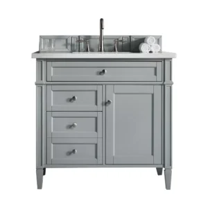 Brittany 36″ Single Vanity, Urban Gray w/ 3 CM Arctic Fall Solid Surface Top