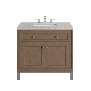 Chicago 36″ Single Vanity, Whitewashed Walnut w/ 3 CM Eternal Jasmine Pearl Quartz Top