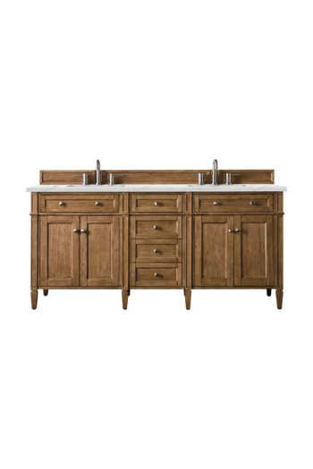 Brittany 72" Double Vanity, Saddle Brown w/ 3 CM Ethereal Noctis Quartz Top