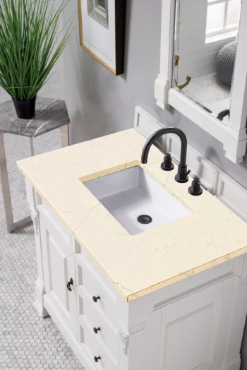 Brookfield 36" Single Vanity, Bright White w/ 3 CM Eternal Marfil Quartz Top - Image 3