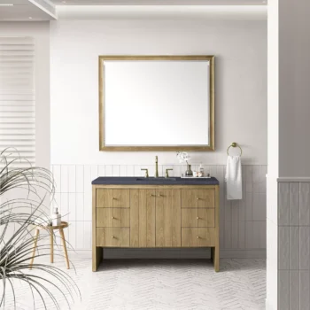 Hudson 48" Single Vanity, Light Natural Oak w/ 3 CM Charcoal Soapstone Top - Image 2