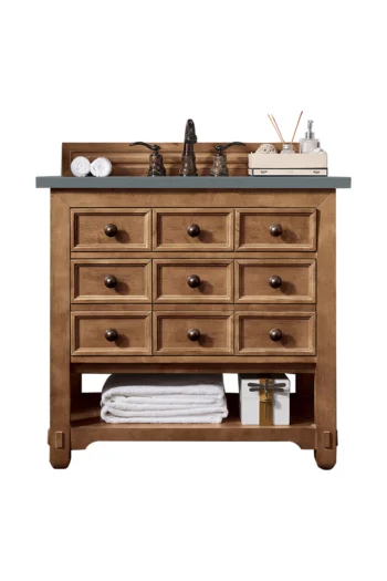 Malibu 36" Single Vanity, Honey Alder w/ 3 CM Cala Blue Top