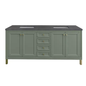 Chicago 72" Double Vanity, Smokey Celadon w/ 3 CM Charcoal Soapstone Top - Image 2