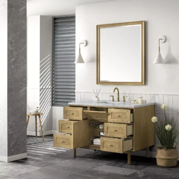 Laurent 48" Single Vanity, Light Natural Oak w/ 3 CM Carrara Marble Top - Image 7