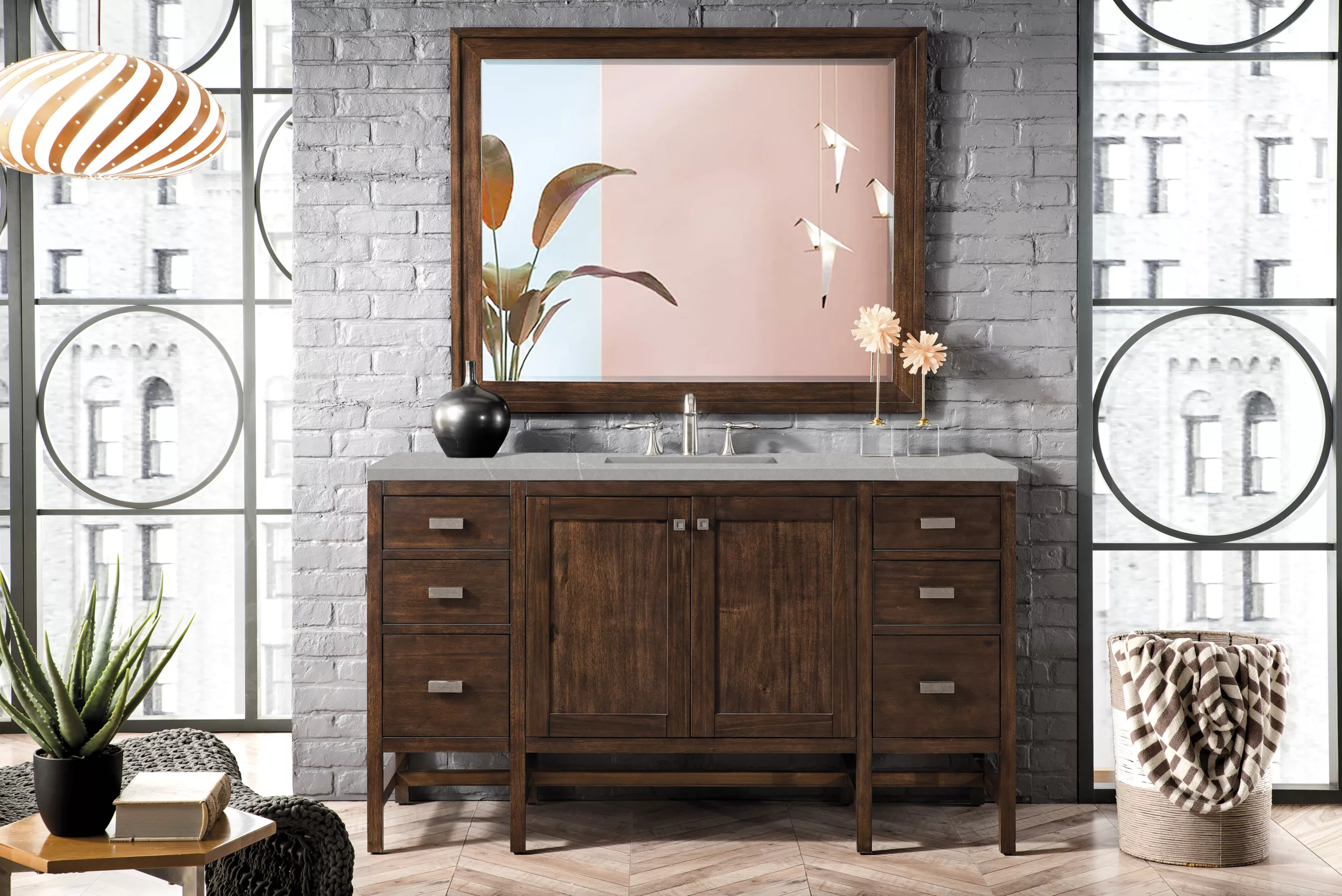 Addison 60" Single Vanity, Mid-Century Acacia w/ 3 CM Eternal Serena Quartz Top - Image 2