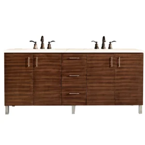 Metropolitan 72″ Double Vanity, American Walnut w/ 3 CM Eternal Marfil Quartz Top