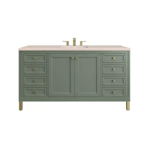 Chicago 60″ Single Vanity, Smokey Celadon w/ 3 CM Eternal Marfil Top