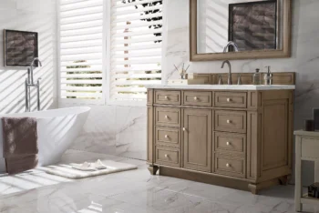 Bristol 48" Single Vanity, Whitewashed Walnut w/ 3 CM Ethereal Noctis Quartz Top - Image 3