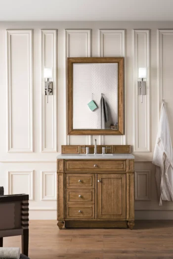 Bristol 36" Single Vanity, Saddle Brown w/ 3 CM Eternal Serena Quartz Top - Image 2