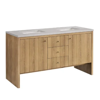 Hudson 60" Double Vanity, Light Natural Oak w/ 3 CM Eternal Serena Top - Image 6