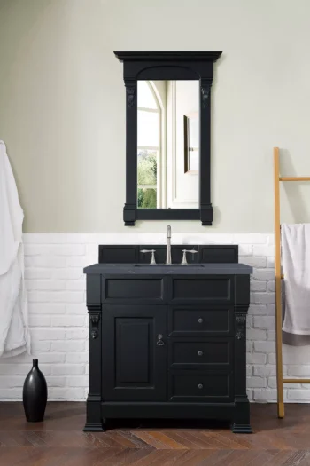Brookfield 36" Single Vanity, Antique Black w/ 3 CM Charcoal Soapstone Quartz Top - Image 2