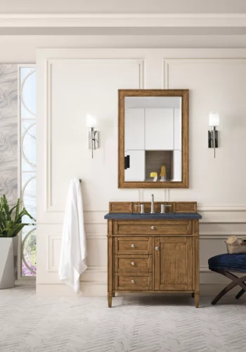 Brittany 36" Single Vanity, Saddle Brown w/ 3 CM Charcoal Soapstone Quartz Top - Image 2