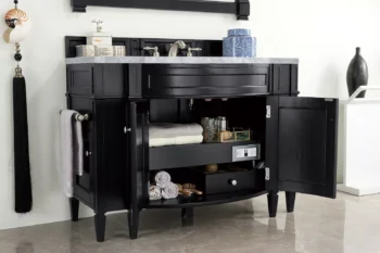 Brittany 46" Single Vanity, Black Onyx w/ 3 CM Carrara Marble Top - Image 4