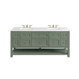 Breckenridge 72″ Double Vanity, Smokey Celadon w/ 3 CM White Zeus Top
