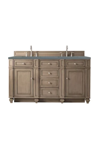 Bristol 60" Double Vanity, Whitewashed Walnut w/ 3 CM Cala Blue Top