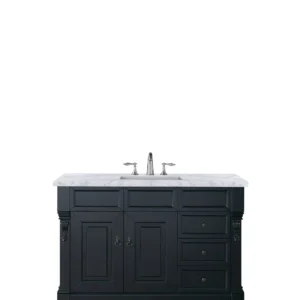 Brookfield 48″ Single Vanity, Antique Black w/ 3 CM Carrara Marble Top