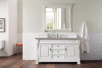 Brookfield 60" Single Vanity, Bright White w/ 3 CM Grey Expo Quartz Top - Image 2