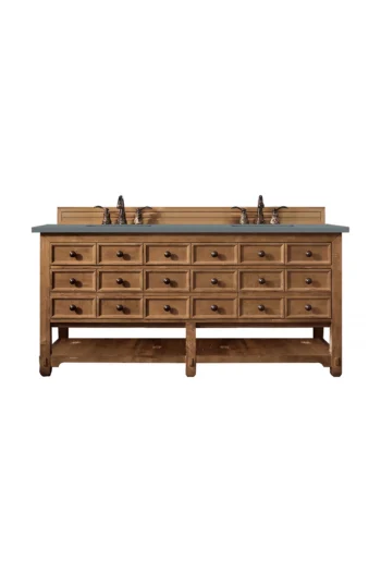 Malibu 72" Double Vanity, Honey Alder w/ 3 CM Cala Blue Top