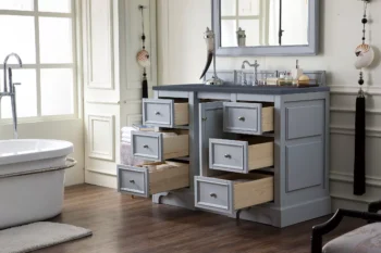 De Soto 48" Single Vanity, Silver Gray w/ 3 CM Charcoal Soapstone Quartz Top - Image 4