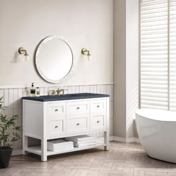 Breckenridge 48" Single Vanity, Bright White w/ 3 CM Charcoal Soapstone Top - Image 3