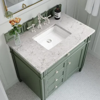 Brittany 36" Single Vanity, Smokey Celadon w/ 3 CM Eternal Jasmine Pearl Top - Image 5