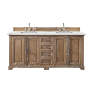 Providence 72″ Double Vanity, Driftwood w/ 3 CM Ethereal Noctis Quartz Top