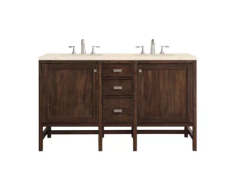 Addison 60" Double Vanity, Mid-Century Acacia w/ 3 CM Eternal Marfil Quartz Top