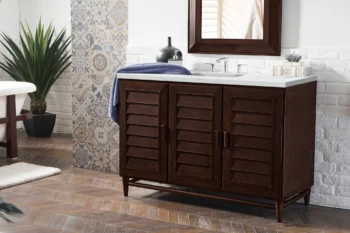 Portland 48" Single Vanity, Burnished Mahogany w/ 3 CM Ethereal Noctis Quartz Top - Image 3