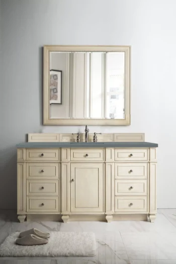 Bristol 60" Single Vanity, Vintage Vanilla w/ 3 CM Cala Blue Top - Image 2