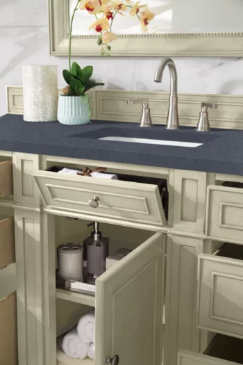 Bristol 60" Single Vanity, Vintage Vanilla w/ 3 CM Charcoal Soapstone Quartz Top - Image 4