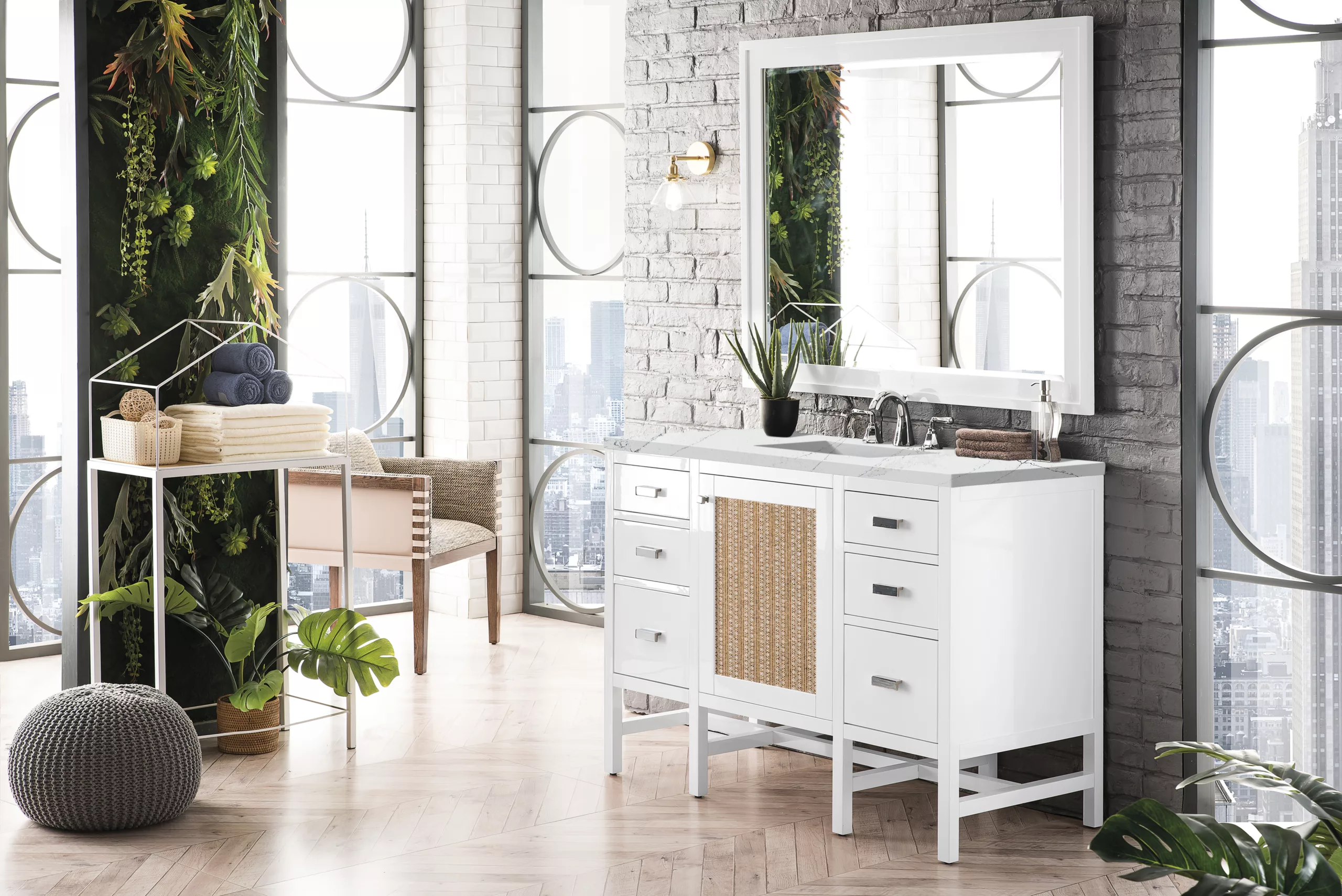 Addison 48" Single Vanity, Glossy White w/ 3 CM Ethereal Noctis Top - Image 3