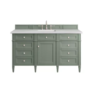 Brittany 60″ Single Vanity, Smokey Celadon w/ 3 CM Arctic Fall Top