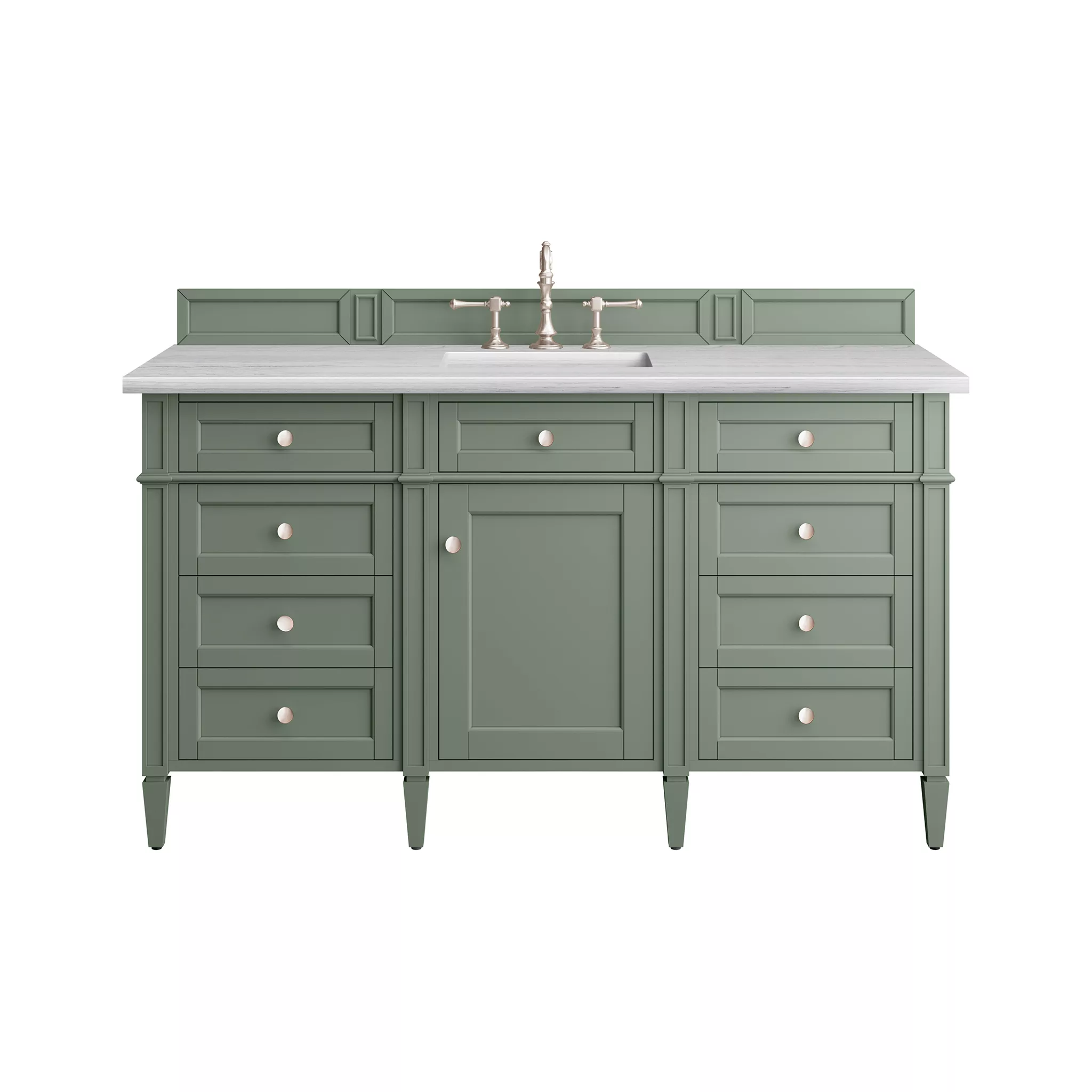 Brittany 60" Single Vanity, Smokey Celadon w/ 3 CM Arctic Fall Top