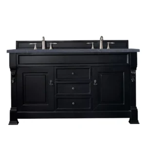 Brookfield 60″ Double Vanity, Antique Black w/ 3 CM Charcoal Soapstone Quartz Top