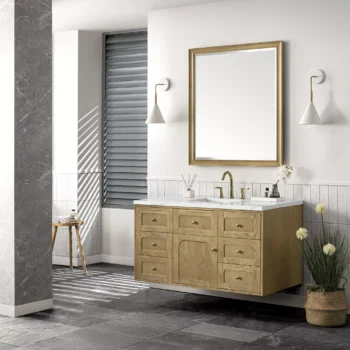 Laurent 48" Single Vanity, Light Natural Oak w/ 3 CM Ethereal Noctis Top - Image 6