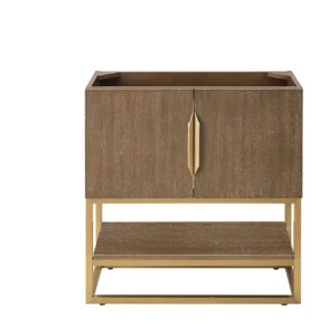 Columbia 31.5″ Single Vanity Cabinet, Latte Oak, Radiant Gold