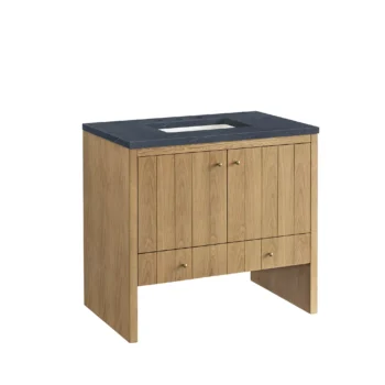 Hudson 36" Single Vanity, Light Natural Oak w/ 3 CM Charcoal Soapstone Top - Image 5
