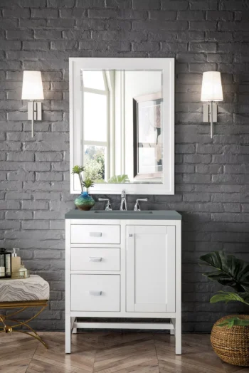 Addison 30" Single Vanity, Glossy White w/ 3 CM Cala Blue Top - Image 2