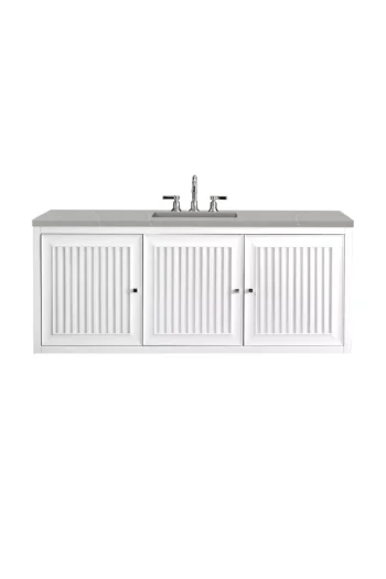 Athens 60" Single Vanity, Glossy White w/ 3 CM Eternal Serena Top - Image 2