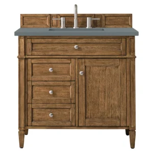 Brittany 36″ Single Vanity, Saddle Brown w/ 3 CM Cala Blue Top