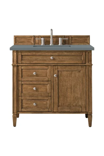Brittany 36" Single Vanity, Saddle Brown w/ 3 CM Cala Blue Top