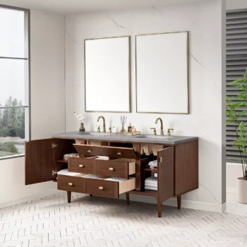 Amberly 72" Double Vanity, Mid-Century Walnut w/ 3 CM Eternal Serena Top - Image 7