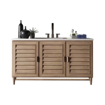 Portland 60" Single Vanity Whitewashed Walnut w/ 3 CM Eternal Jasmine Pearl Quartz Top
