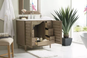 Portland 36" Single Vanity Whitewashed Walnut w/ 3 CM Arctic Fall Solid Surface Top - Image 4
