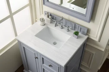 De Soto 30" Single Vanity, Silver Gray w/ 3 CM Arctic Fall Solid Surface Top - Image 3