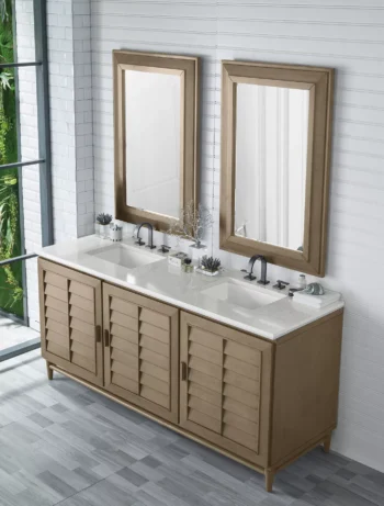Portland 72" Double Vanity Whitewashed Walnut w/ 3 CM Eternal Jasmine Pearl Quartz Top - Image 3