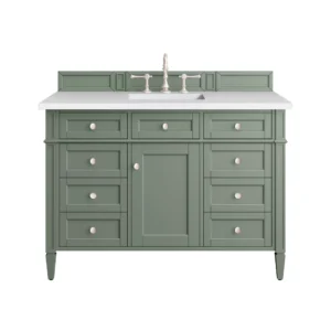 Brittany 48″ Single Vanity, Smokey Celadon w/ 3 CM White Zeus Top