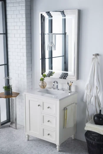 Copper Cove Encore 30" Single Vanity, Bright White w/ 3 CM White Zeus Quartz Top - Image 2